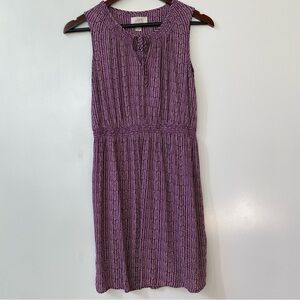 LOFT Purple and White Patterned Sleeveless Midi Dress